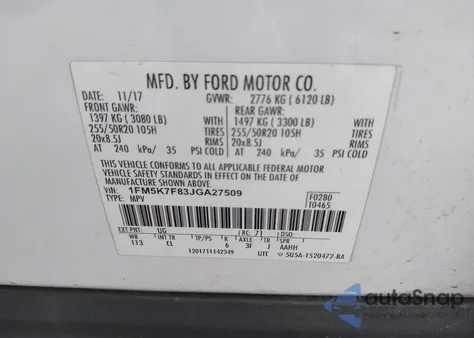 2018 Ford Explorer Limited from USA, damaged, VIN 1FM5K7F83JGA27509